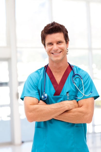 Potrait of a young doctor smilling at camera