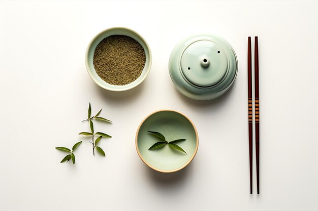 Photo pots chinese tea chopsticks