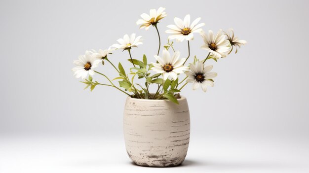 Photo potted cachepot flowers on a white background