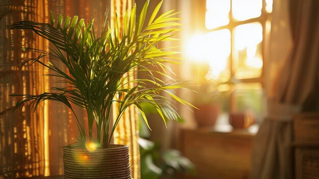 Photo potted plant on rug