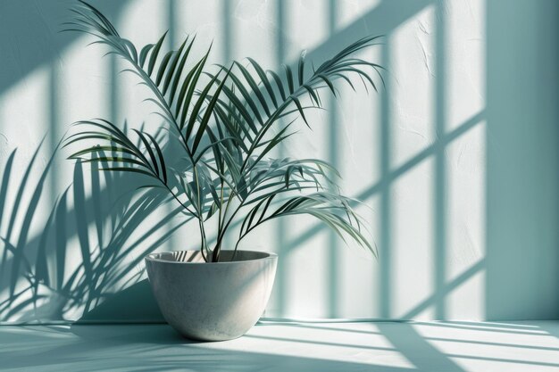 Photo a potted plant sits in a white bowl on a table