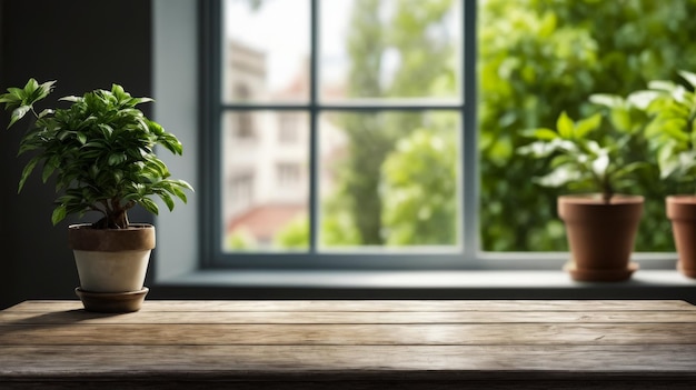 Potted plant sits on windowsill with the sun shining through the window and onto the plant