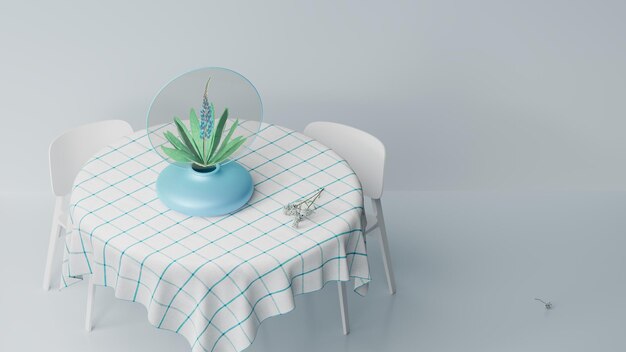 Potted plant on table against wall