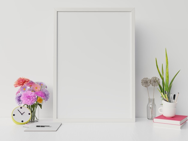 Photo potted plant on table against white wall