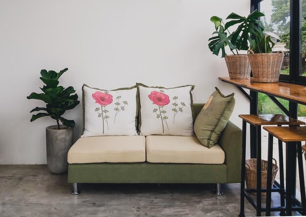 Photo potted plant on table at home