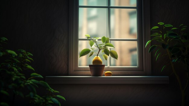 Potted Plant on Window Sill Natural Decor for a Bright Space