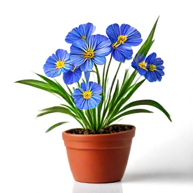 Photo a potted plant with blue flowers in it