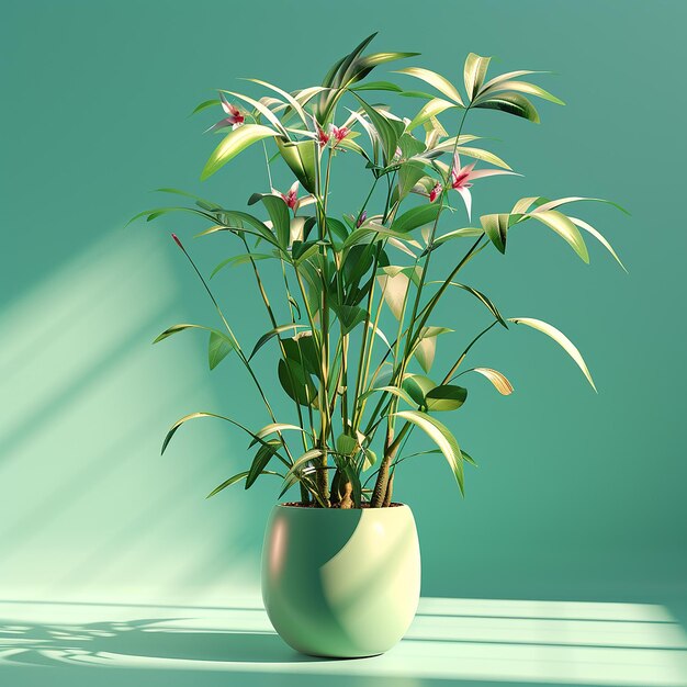 a potted plant with pink flowers in it is sitting on a table