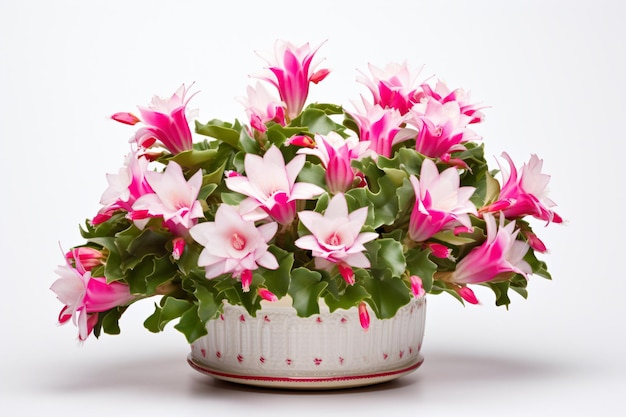 Photo a potted plant with pink and white flowers