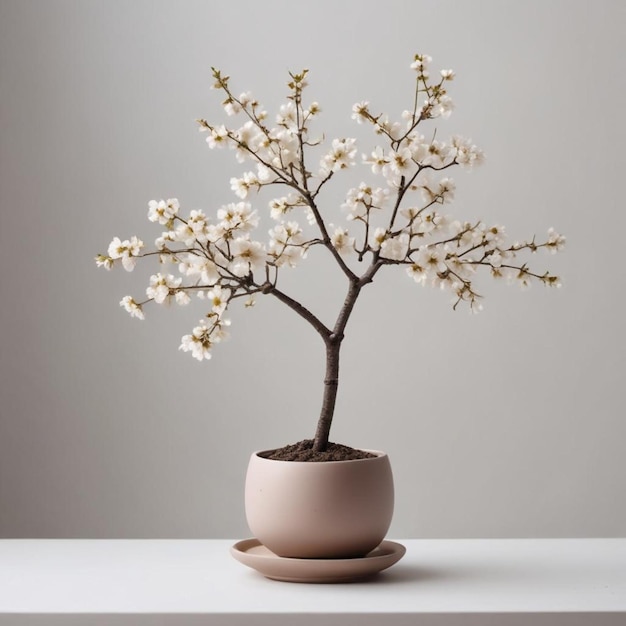 Photo a potted plant with white flowers on it