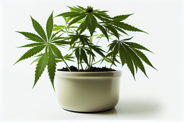 A potted plant with the word cannabis on it