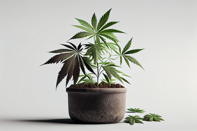 A potted plant with the word cannabis on it