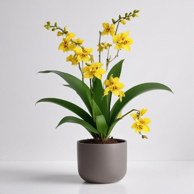 Photo a potted plant with yellow flowers in it