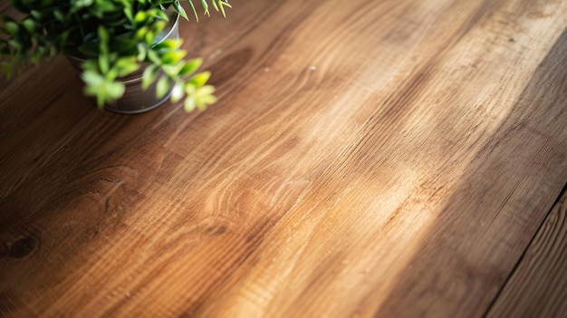 Potted plant on wooden table