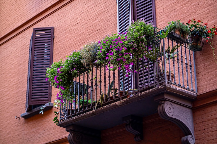 Photo potted plants on balcony of building