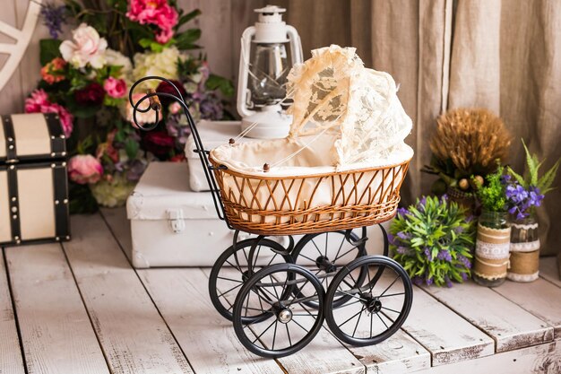 Photo potted plants in basket on table