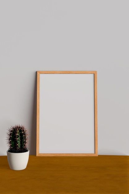 Photo potted plants on table against white wall