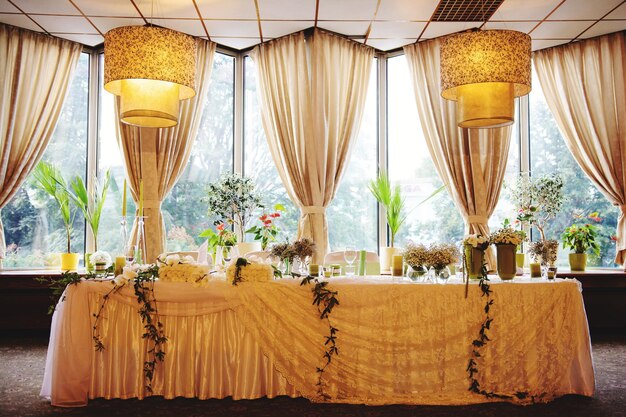 Photo potted plants on table at home