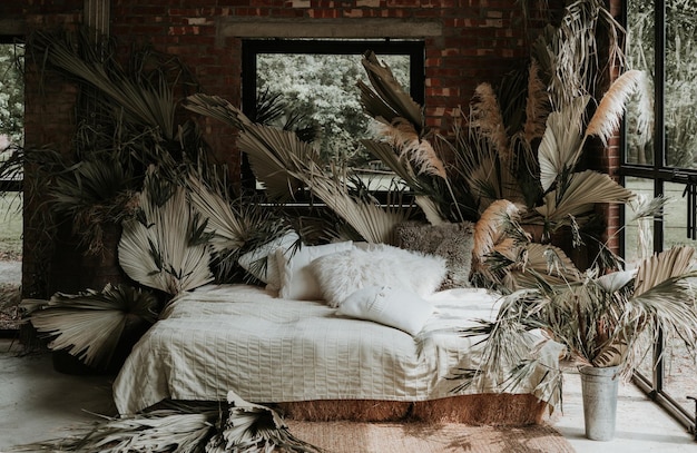 Photo potted plants on wall at home