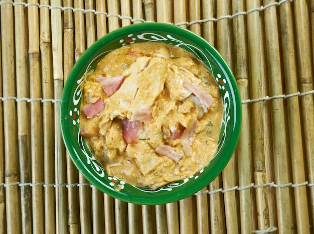 Poultry ,  Bacon Stew with Hazelnuts in Prosciutto-Cream Sauce