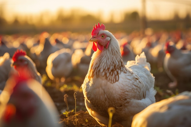 Poultry farm Outdoor chicken farm in grassland