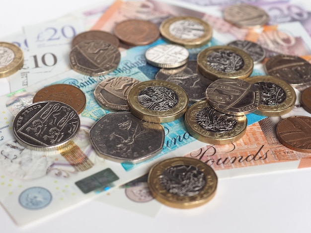 ポンド硬貨と紙幣 イギリスの通貨