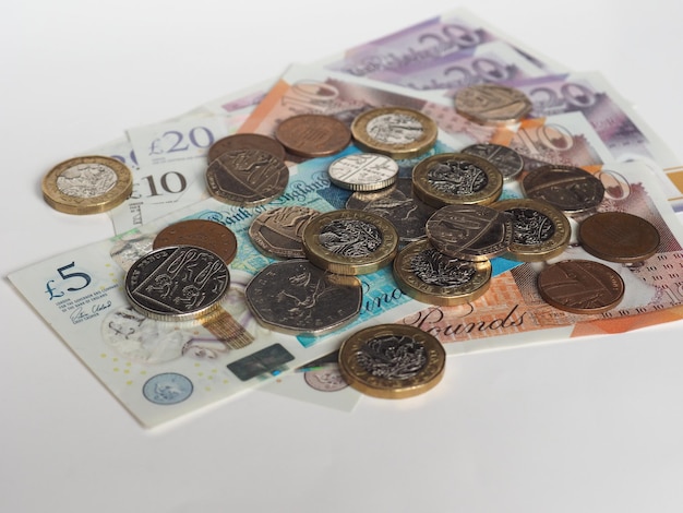 ポンド硬貨と紙幣 イギリスの通貨