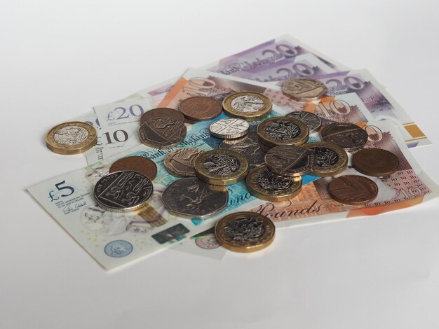 ポンド硬貨と紙幣 イギリスの通貨