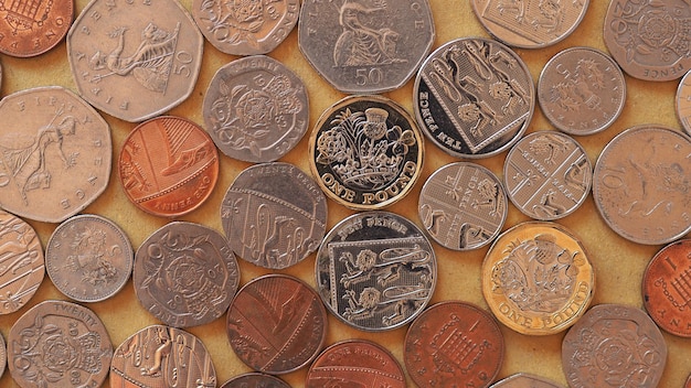 Foto pound monete denaro valuta gbp del regno unito