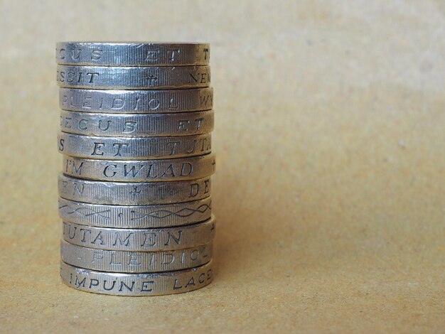 Pound coins pile