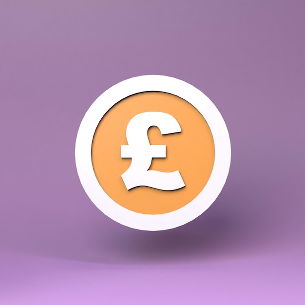 Pound icon 3D rendering illustration