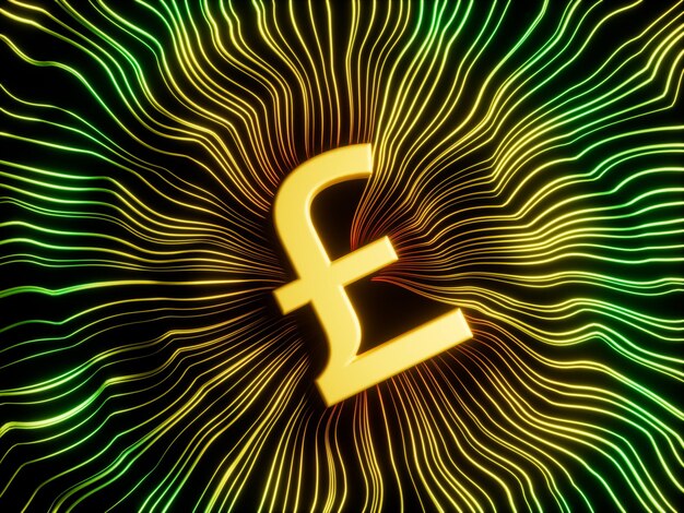 Photo pound sterling currency converging lines abstract modern 3d illustration concept