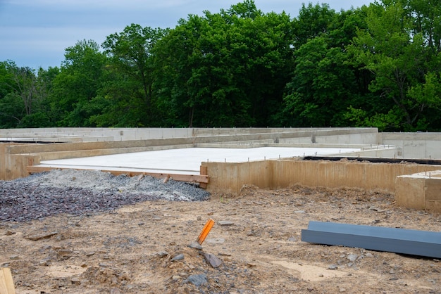 Poured foundation for a new house