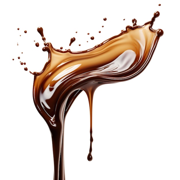 Pouring chocolate dripping isolated on empty background