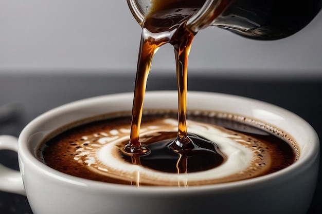 Photo pouring cream into black coffee