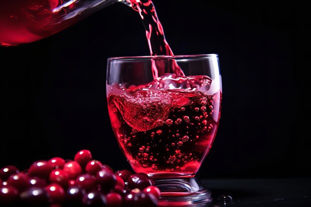 Pouring a Glass of Red Cranberry Juice