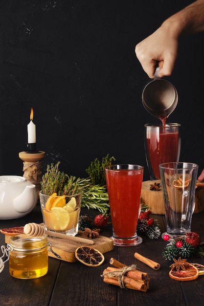 Pouring herbal and fruit tea