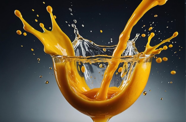 Pouring Mango Juice Splash