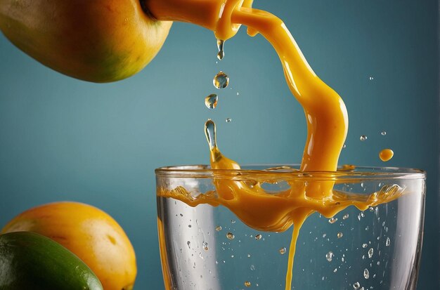 Pouring Mango Juice Splash