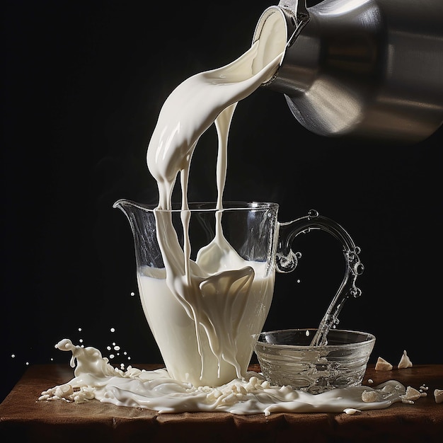 Pouring milk