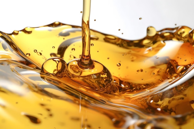 Pouring oil on a white background