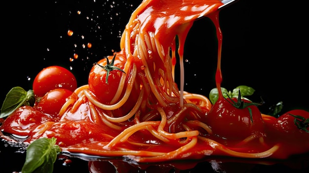 Foto versare la salsa di pomodoro rosso