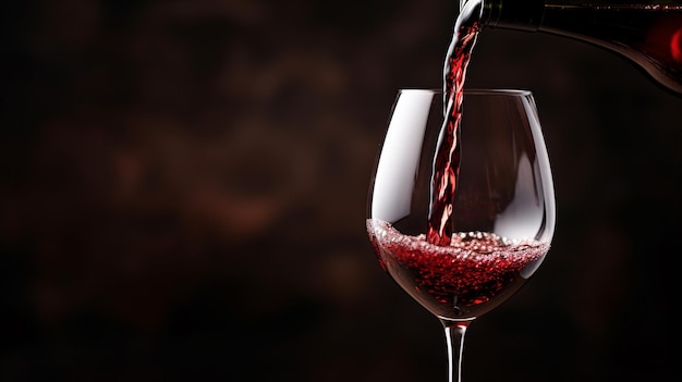 pouring red wine from glass on a wooden background