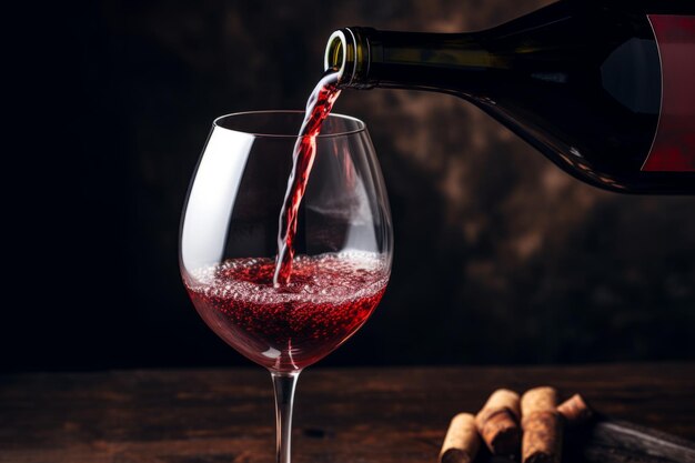 Pouring red wine to glass party restaurant bar gourmet celebration luxury taste splashing grape