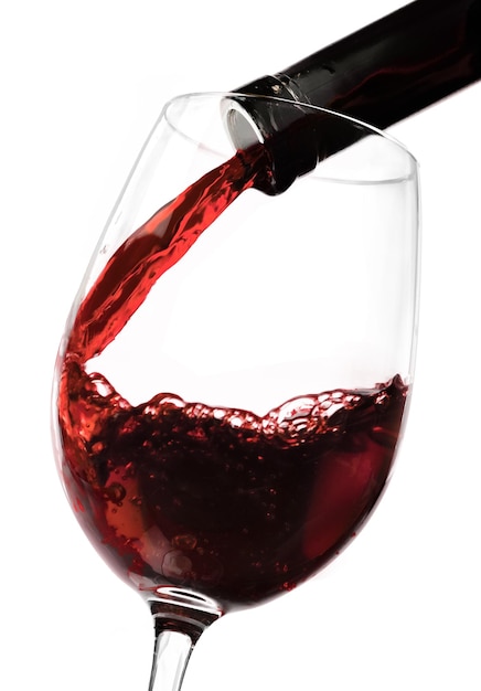ガラスに赤ワインを注ぐ-分離
