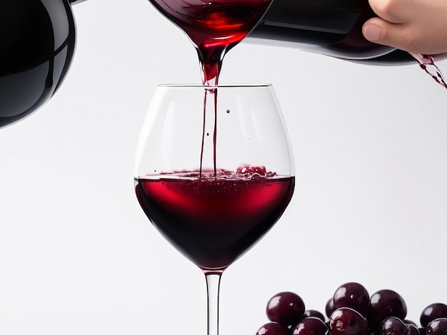 Pouring red wine into a wine glass