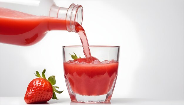 pouring strawberry cocktail or juice