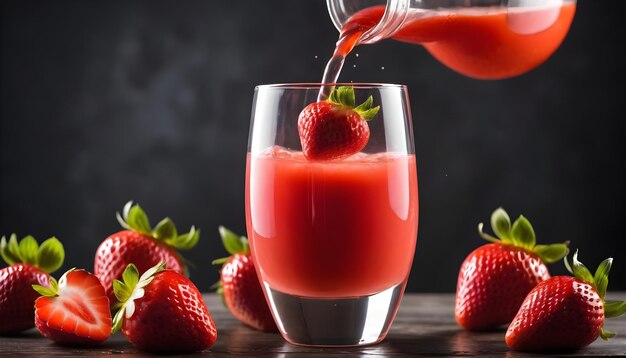pouring strawberry cocktail or juice