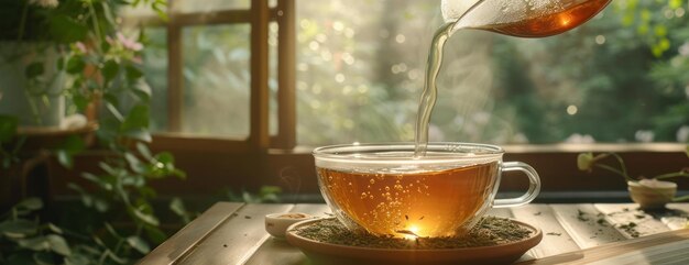 Pouring Tea Into a Teacup