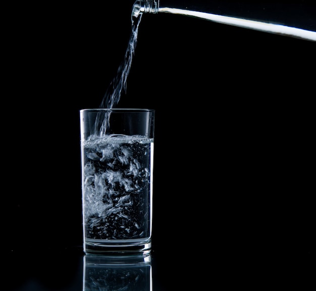 Pouring water on glass